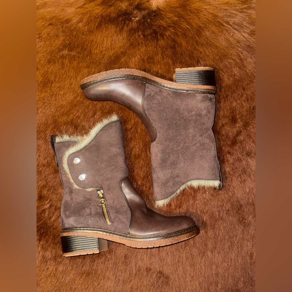 Spring Step Patrizia Brown Fur-Trimmed Boots